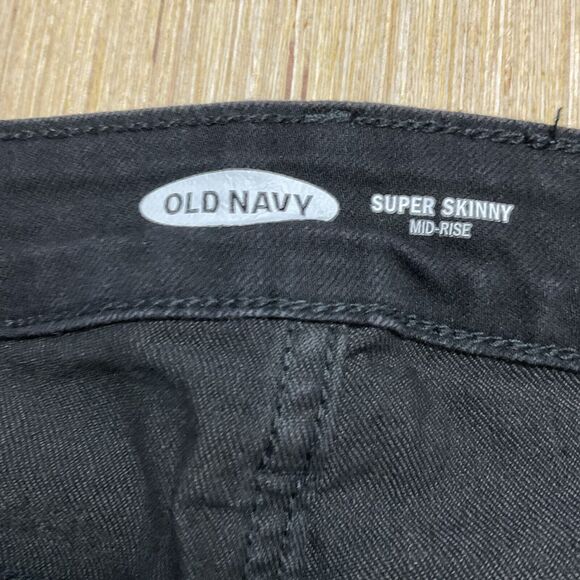 Old Navy Size 16 Mid Rise Super Skinny Black Stretch Denim Jeans - Picture 3 of 6